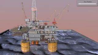 Ocean drilling Rig with interactive Sun position